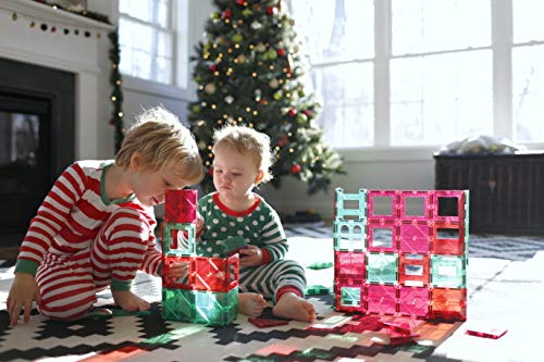 Playmags Magnetic Tiles, 30-Piece Magnet Squares Expansion Set, Construction Building Blocks, Starter Set For Kids Ages 3+