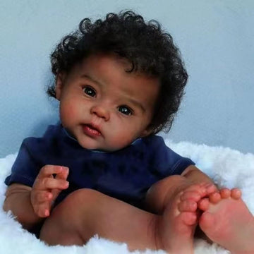 GYCV 20 Inch Black Reborn Baby Boy Doll - Realistic African American Newborn with Curly Hair - Perfect Gift for Kids