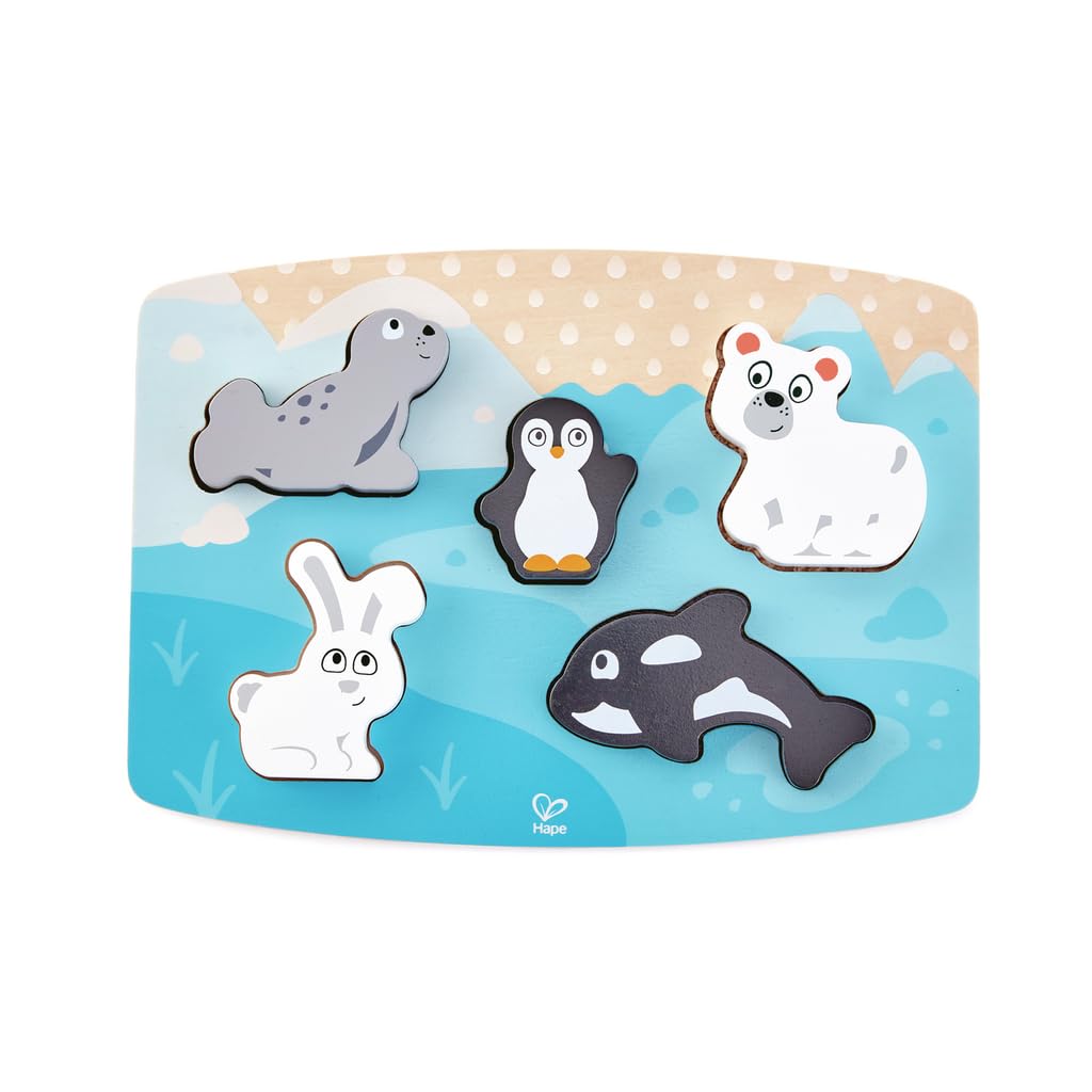 Hape Polar Animal Tactile Puzzle Game, Multicolor