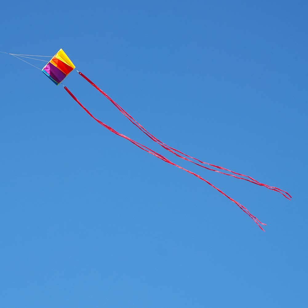 Besra Rainbow Parafoil Kite With 5M Long Tails Single Line Parachute Kite Easy To Fly Outdoor Fun Sports(34Inch)