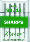 Klasse Sewing Sharps Machine Needles, Size 90, 5 Pack