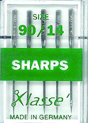 Klasse Sewing Sharps Machine Needles, Size 90, 5 Pack