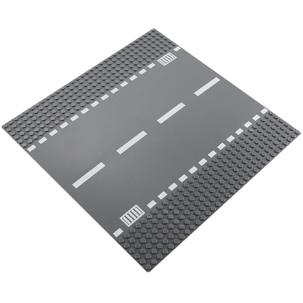 Feleph Classic Road Base Straight Plates, Street Road Building Set, 25 X 25 Cm Town Baseplate Compatible With Major Brands Building Bricks(Straight 10 Pieces)