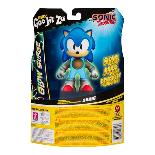 Heroes Of Goo Jit Zu Sonic The Hedgehog, Speed Surge Sonic, Powered Up With Glow Surge Giving Him Glow-In-The-Dark Powers, Squishy, Stretchy Filling, Stretch Him Up To 3 Times His Size