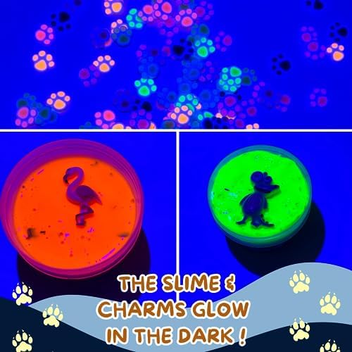 Finoclay 2 Slime Pack Neon Slime Kit For Girls Boys, Create With Kids Jungle Adventure Theme, Premade Slime Making Kit, 8 Slime