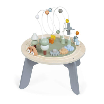 Janod Sweet Cocoon Wooden Activity Table for Toddlers, Multi-Play, Fine Motor Development, Medium Size, Water Painted, FSC Certified