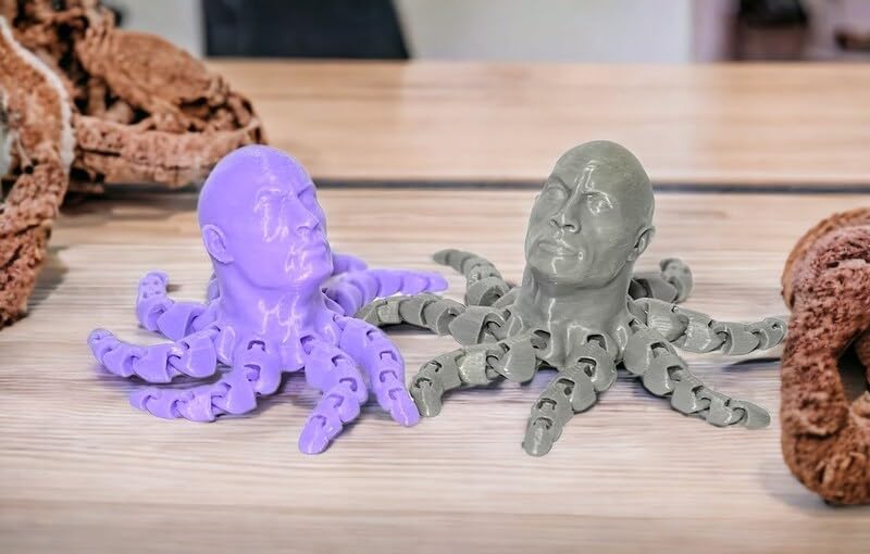 3D Printed Rocktopus, The Rock, Articulated Fidget, Octopus, Stress Relief Toy, Fidget Box, ADHD Toy, Anxiety Relief Aid (Black)