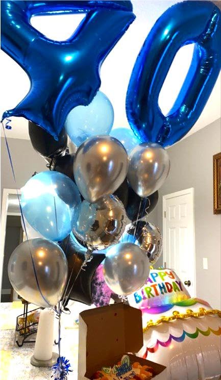 Jumbo Mylar Navy Blue 4 Number Balloon 40 Inch, Big Number 4 Balloons Birthday Decorations, 4Th Four 4 14 40 44 64 Year Old Birt