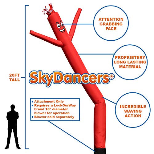 Sky Dancers Inflatable Tube Attachment- 20 Feet Tall Wacky Inflatable Tube Guy (Blower Not Included) - Red