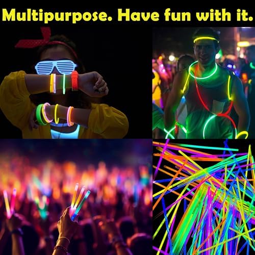 GiftExpress 600 Pcs Glow Sticks - 8 Assorted Neon Color Glow In The Dark Party Favors for Kids, Necklaces & Bracelets