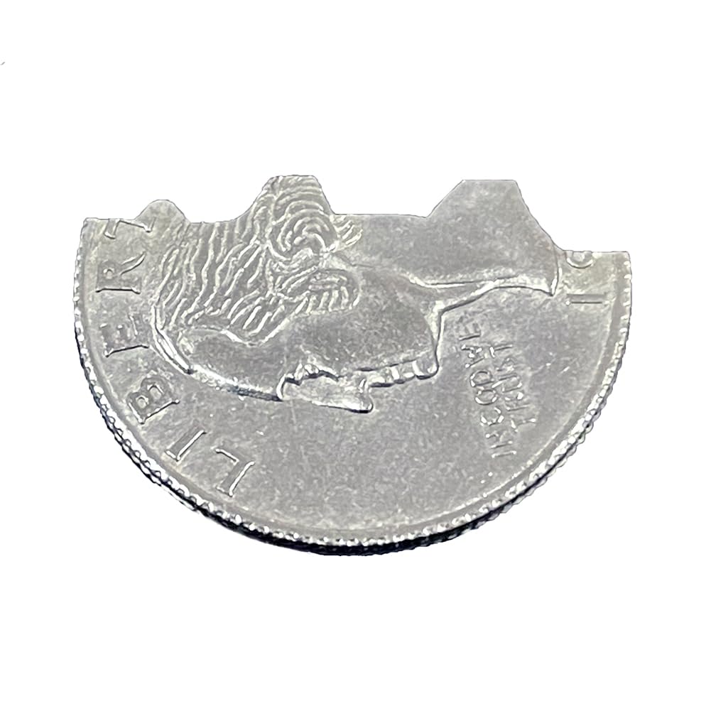 Brilliantmagic Magic Bites Coin Bite Out Dollar Folding Bite Coin Quarter With Replacement Rubber Band - Close Up Coin Magic Tri