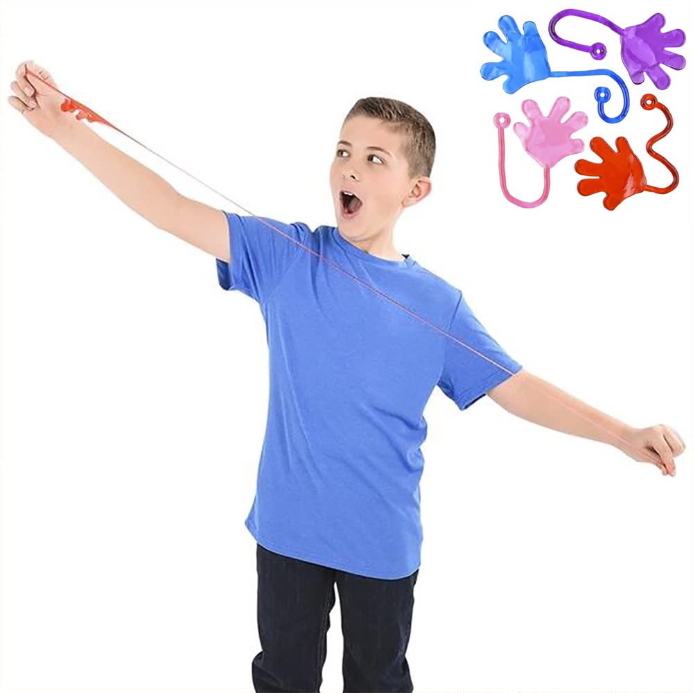 The Dreidel Company Sticky Hands Vinyl, Stretchy Sticky Fingers With Long String In Assorted Colors (Pack Of 12)