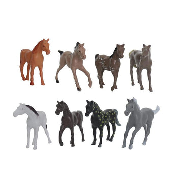 Ai-Fun 8Pcs Plastic Tiny Horses Figure Toy With 6 Corral Fence Kids Toddlers Animal Party Favors Educational Toy Playset