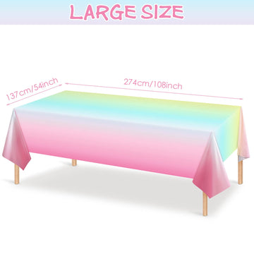 Riakrum Pastel Rainbow Tablecloths Rainbow Plastic Tablecloth Rainbow Party Decoration Rainbow Birthday Party Supply Pastel Tabl