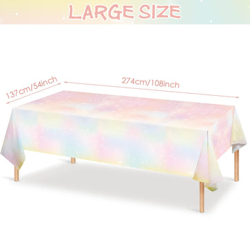 Pastel Rainbow Tablecloths Disposable Tablecloth Waterproof Plastic Table Cover Pastel Rainbow Party Decorations Pastel Party Su