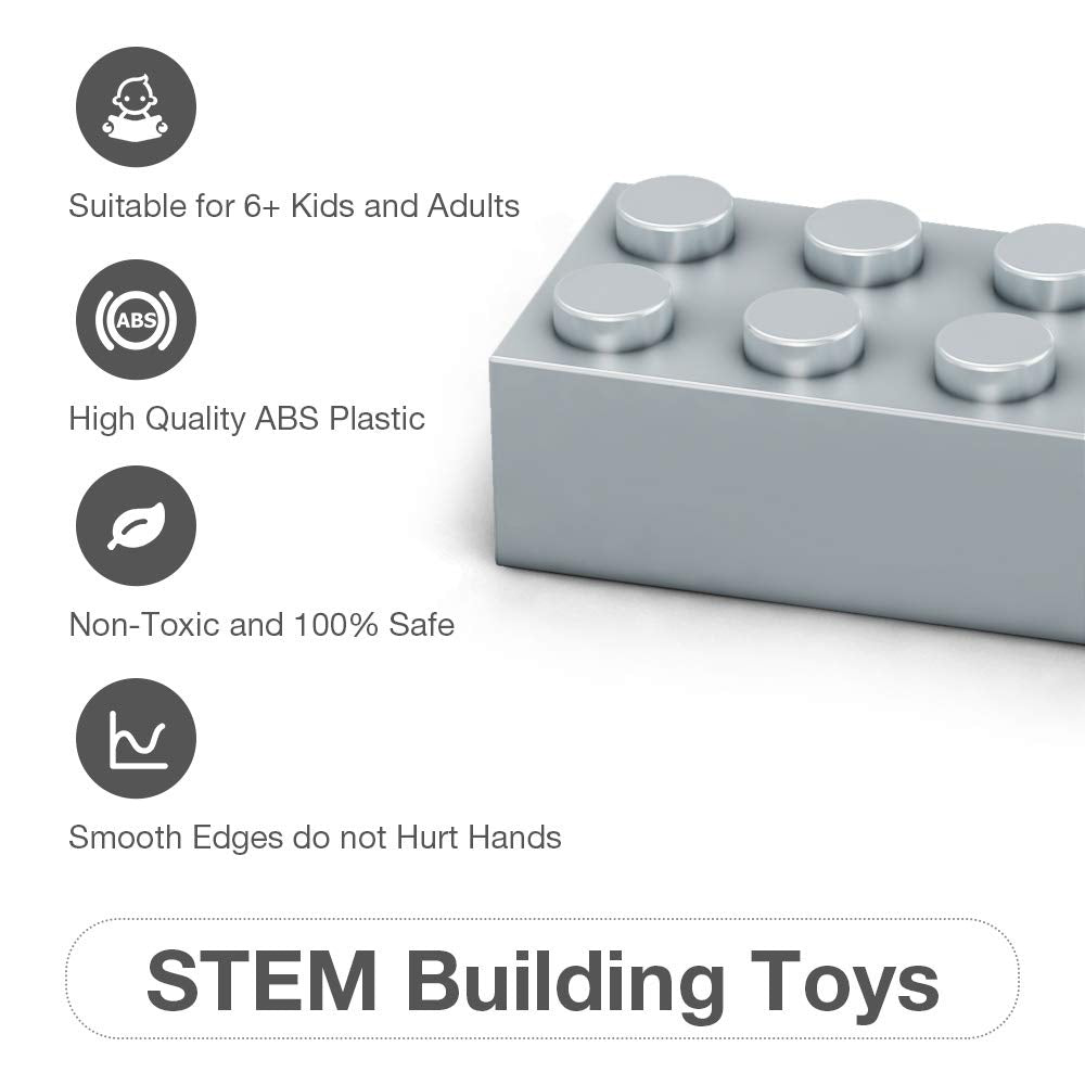 Lekebaby Building Bricks 1500 Pcs Basic Building Blocks, Compatible With All Major Brands (Gray)
