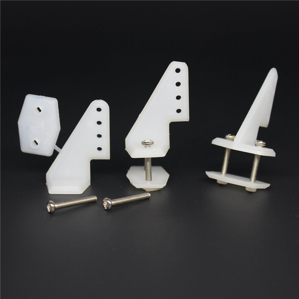 10 Sets Nylon Standard Control Horns W13xL18xH25mm 4 Holes with Screw for RC Airplane Parts KT Model Replacement