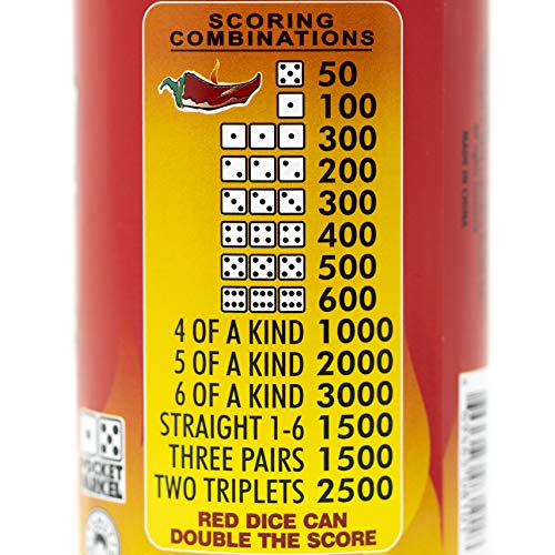 Farkel Spicy Dice Game - Fast-Paced Educational Fun for 2-6 Players, Medium Size, Red, Model 8101, Perfect for Family Game Night