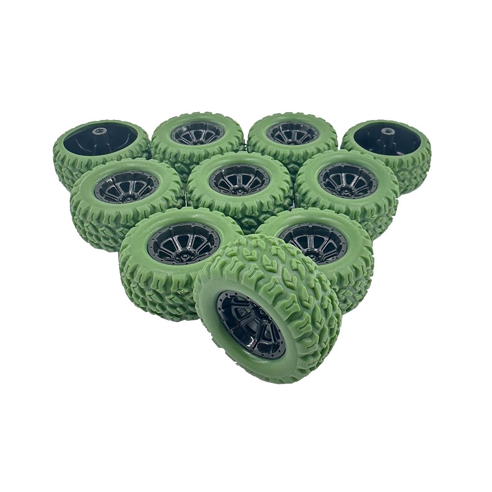 10PCS Toy Car Wheel RC Car Rubber Tire Wheel with 5PCS Shaft Round Rod Axles for RC Car Truck Robot DIY Model Toy Wheel Parts (2