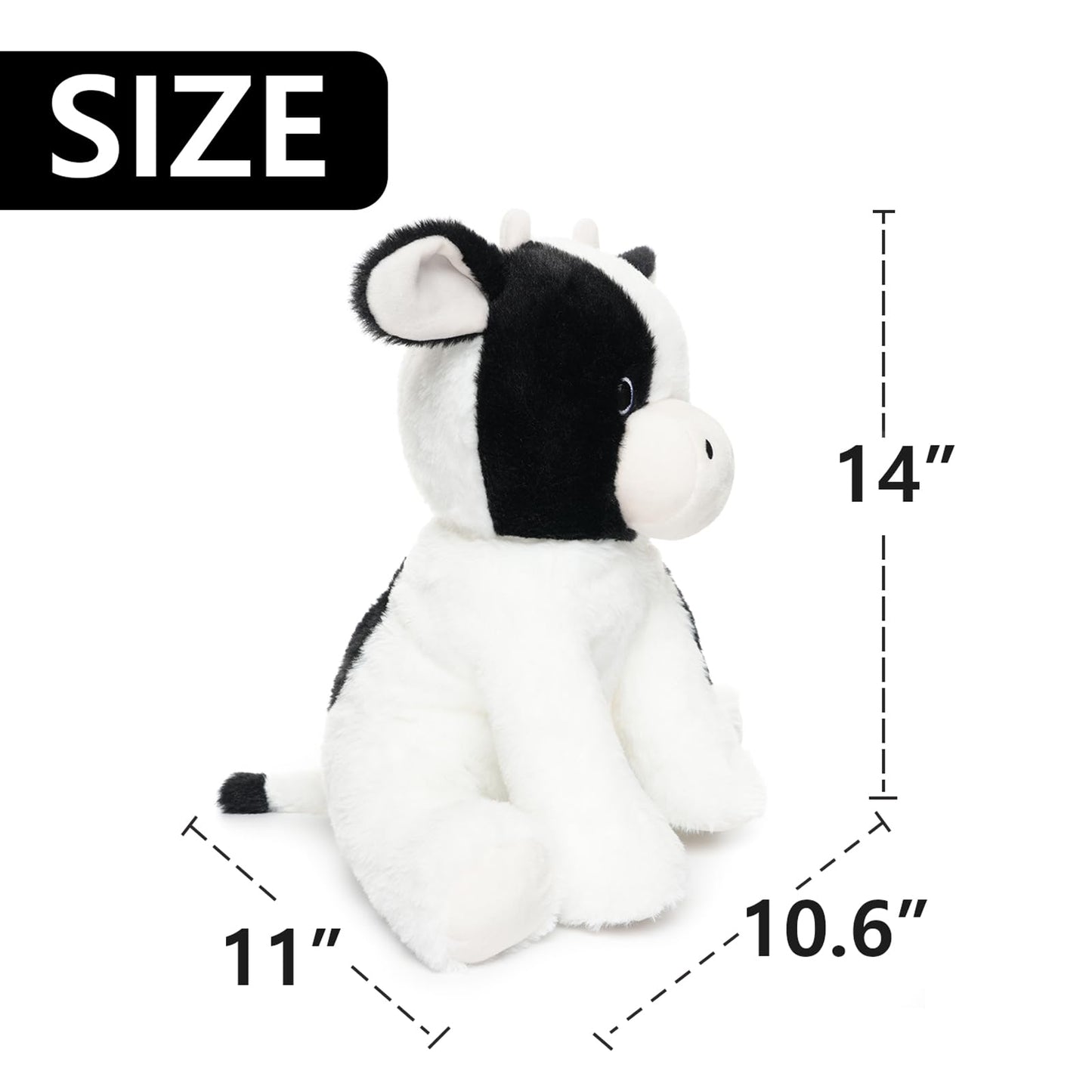 Weigedu Floppy Dairy Cattle Cow Plush Toy - 15.7 Inch Soft & Cuddly Stuffed Animal Cow With Embroidered Eyes, Perfect For Kids,