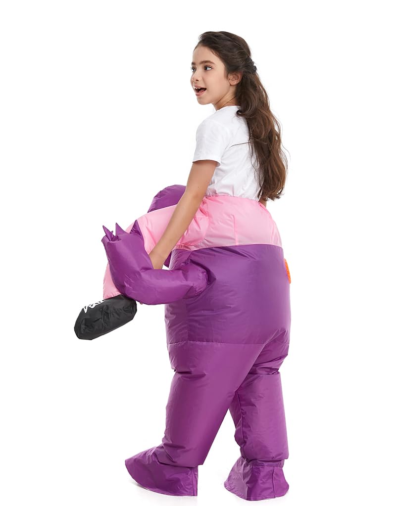 Hsctek Inflatable Alien Costume Kids Boys Girls, Blow Up Riding Alien Abduction Costume Child, Carrying Me Holding Man Halloween Costume Children, Purple
