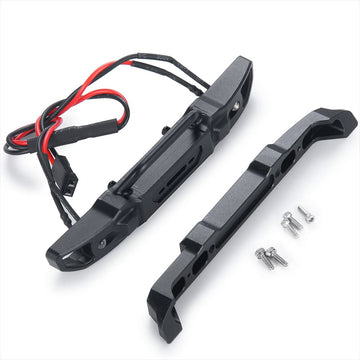 WEFEINO Metal Bumper Set with Lights for 1/24 Axial SCX24 Bronco RC Crawler - Front and Rear - Model M009030