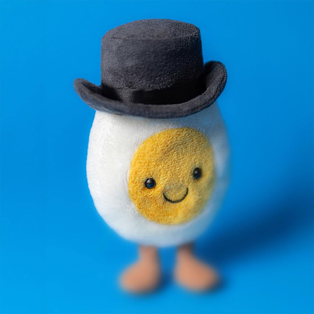 Jellycat Amuseables Boiled Egg Stuffed Toy, 5.5 inches, Yellow & White, Polyester - Fun Gift for Weddings & Engagements
