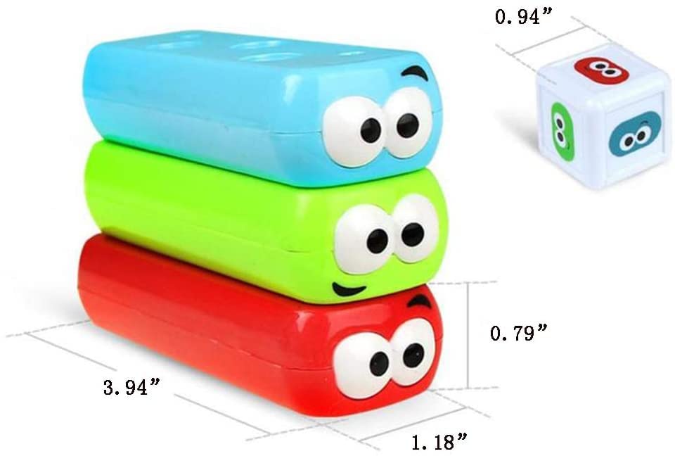 Wonuu Timber Tower Block Stacking Game Colored Cartoon Plastic Building Blocks Board Educational Toy Game