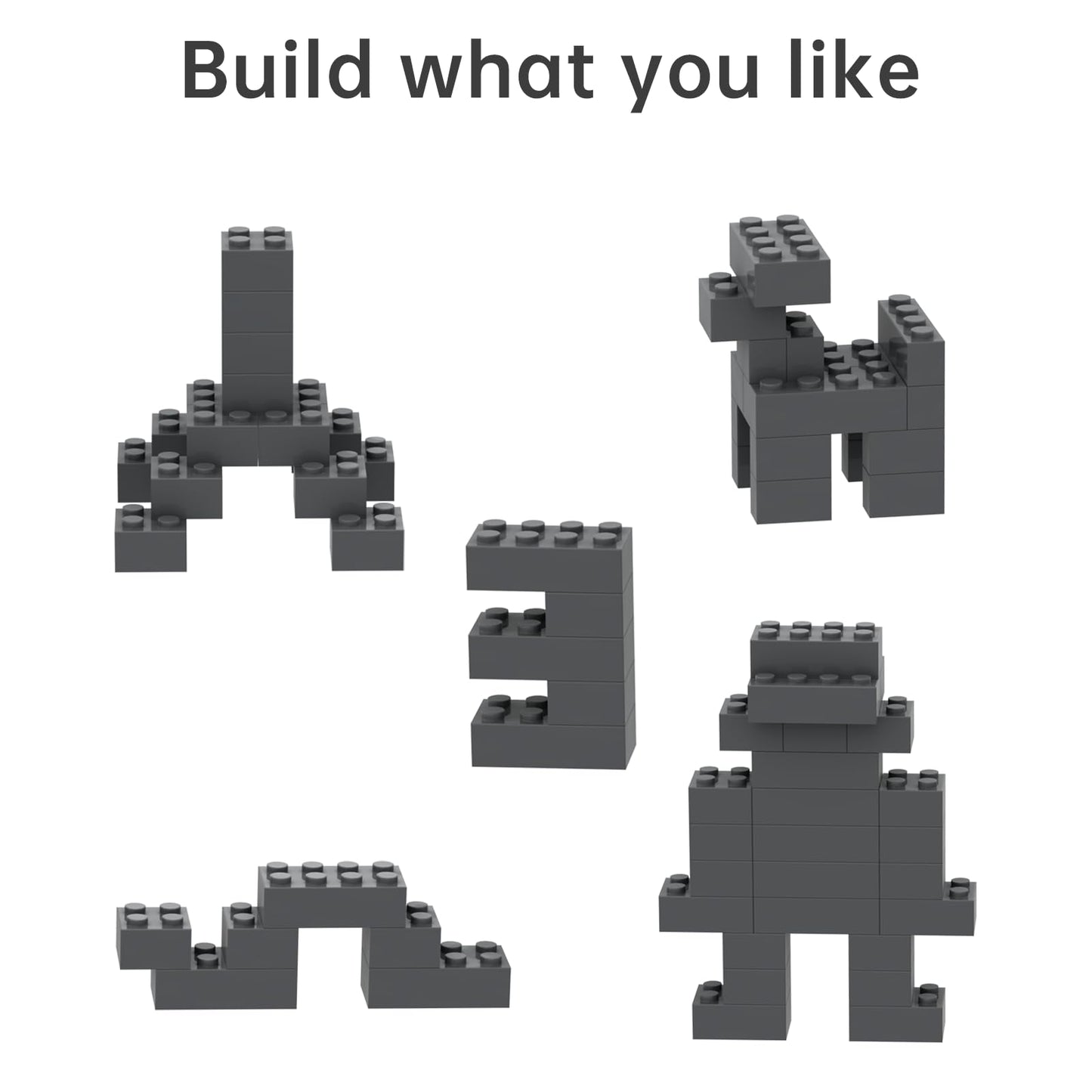 Classic Building Bricks 100 Pieces 2X4 Gray Deep, Classic Brick Block Parts And Pieces 3001, Compatible With Lego, Age 6+ Creati