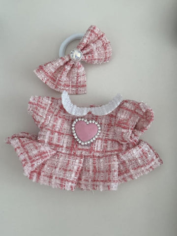 2Pcs-Clothes for Labubu acessories Handcrafted 17cm for Labubu Clothes Set enhanced Fashion for Doll Outfit with Accessories Fashions Stylish elegant Chic Doll Clothes Set Style Set(Black&Pink)