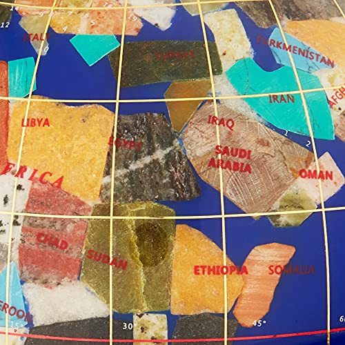 Unique Art 10-Inch Tall Table Top Blue Lapis Ocean Gemstone World Globe With 4 Leg Gold Stand