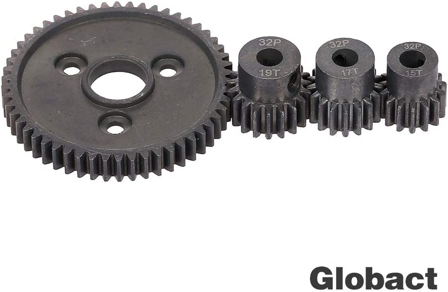 GLOBACT RC Metal Steel Spur Gear 54T 32P with Pinions 15T/17T/19T for Traxxas Slash 4x4, Rally, Stampede
