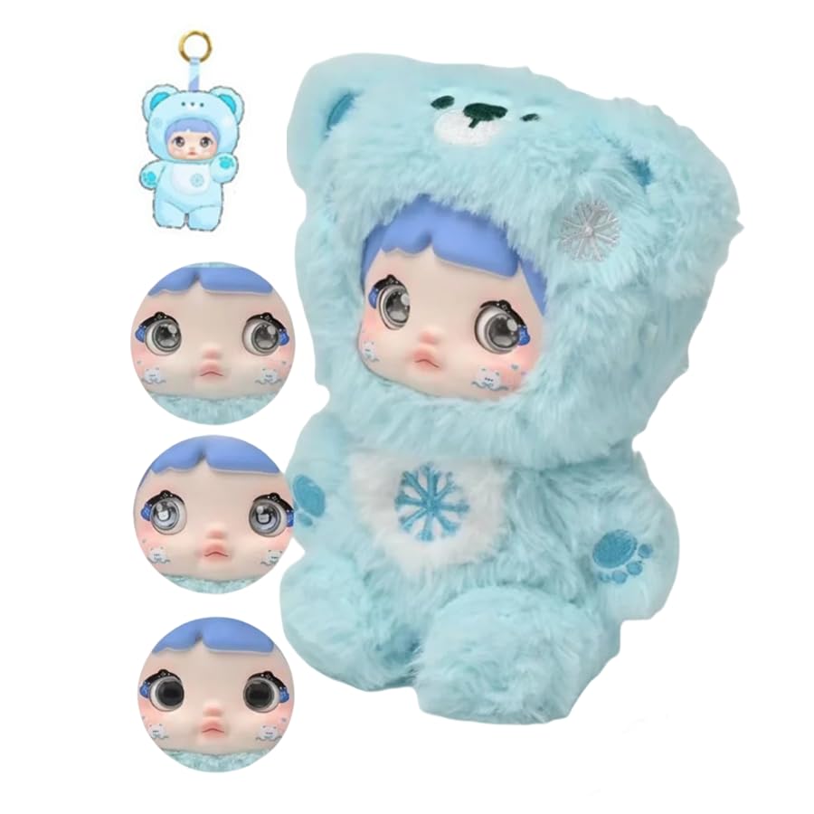 Shopular Nommi Blue Bear Plush Doll - Kawaii Collectible Toy, Cute Xmas Birthday Gift, Loveliness Never Ends Series