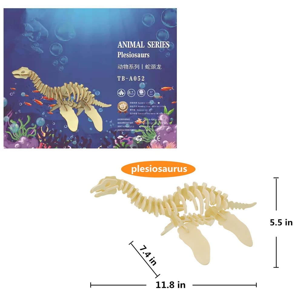 3D Wooden Crafts Puzzle - 3 Piece Set Wood Dinosaur Skeleton Model Puzzle - Diy Wooden Assembly 3D Puzzle Toys Gifts For Kids Boys Teen Adults