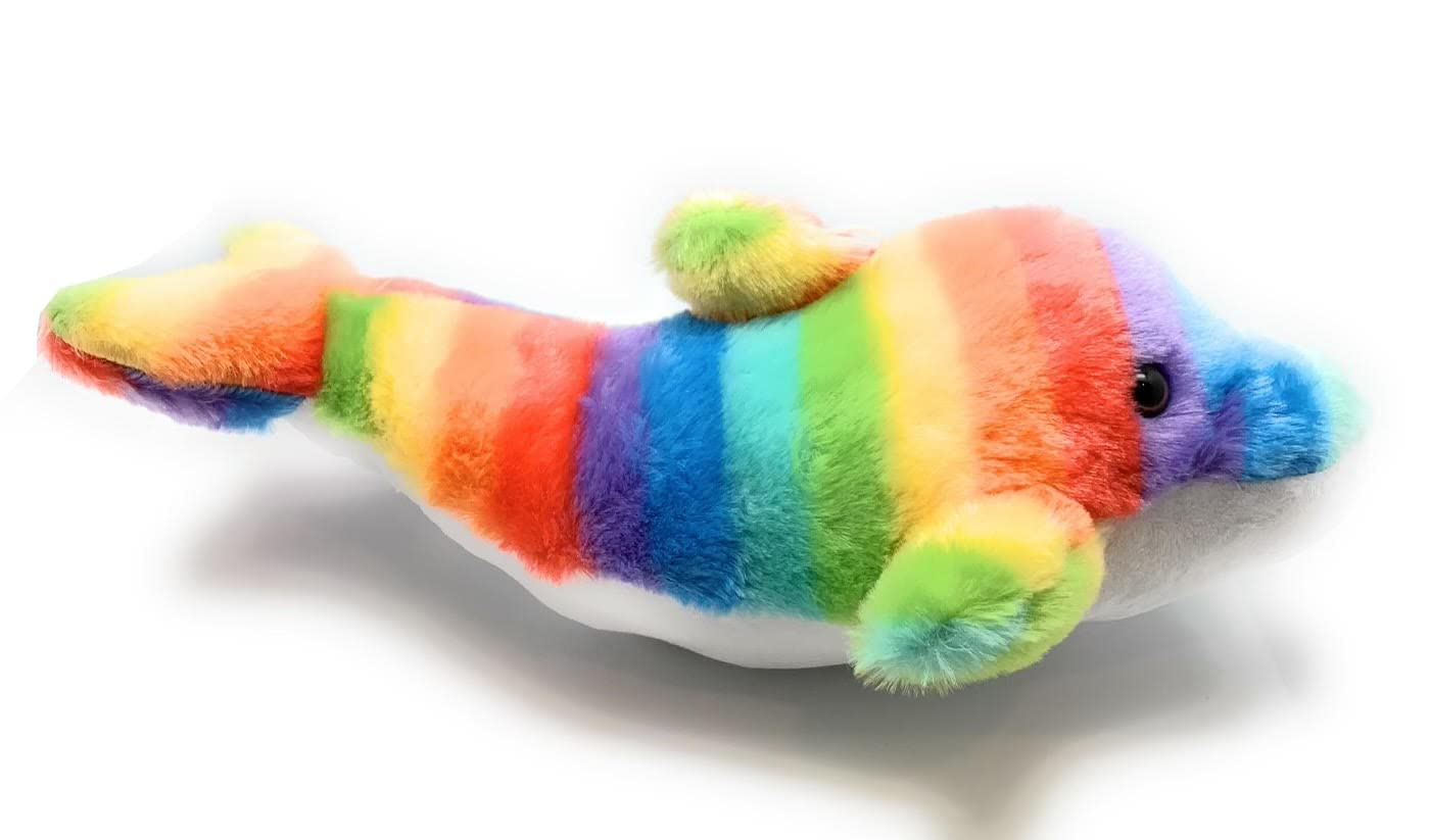 Funstuff 18 Rainbow Dolphin With Baby | Soft Plush Dolphin