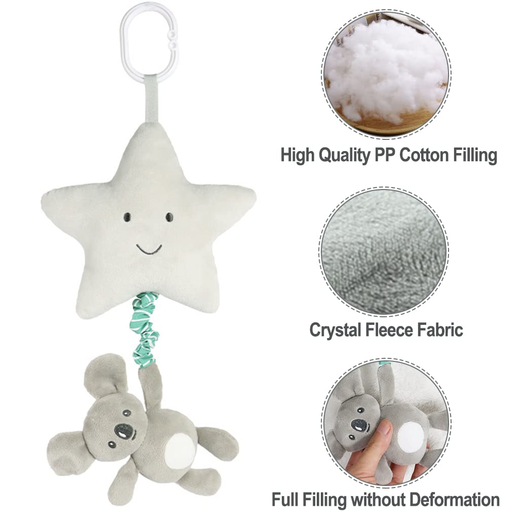 Blublu Park Baby Hanging Musical Toy With Music Box, Baby Lullaby Pull Musical Sensory Toys For Babies Boys And Girls, Clip On B