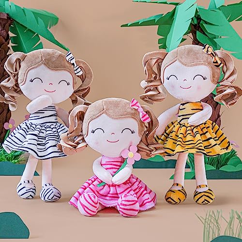 Gloveleya Baby Dolls Soft Snuggly First Baby Girl Gifts Plush Doll with Light Skin & Tiger Dress 12inches Animal Series