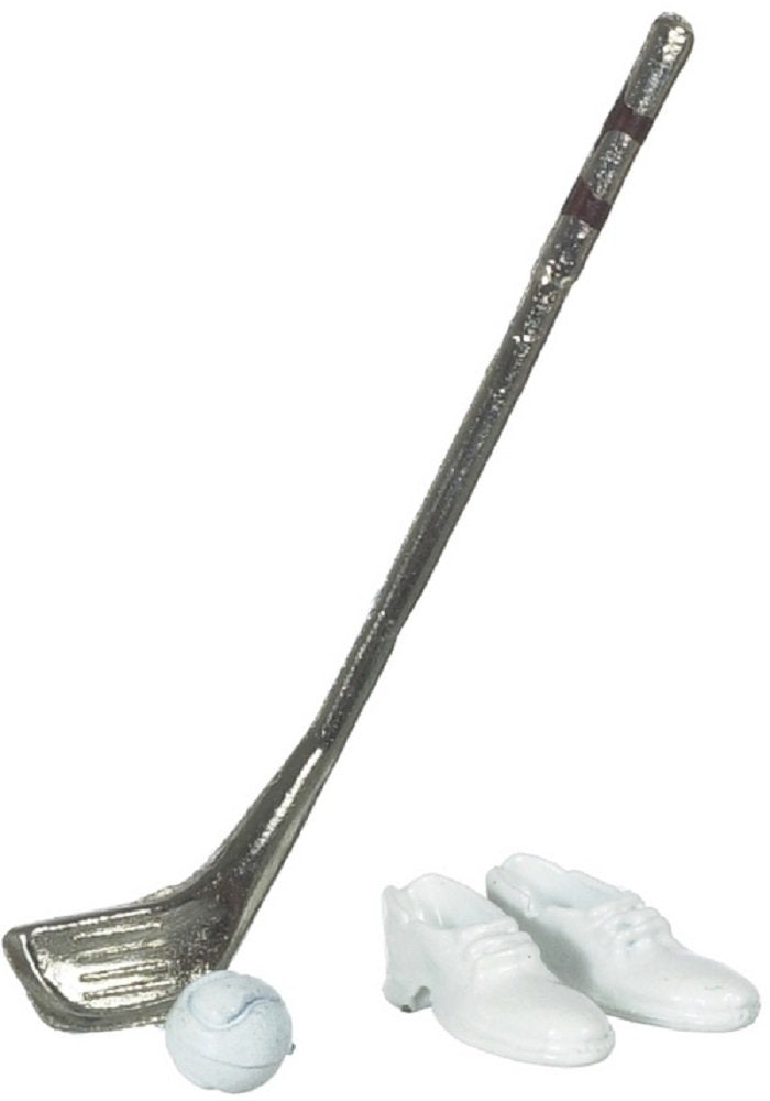 International Miniatures Dollhouse Miniature Golf Club Set With Golf Shoes