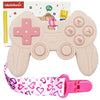 Cool Remote Game Control Teething Toy For Babies 0-6 6-12 Months,Game Controller Teether For Gamer Parents,Baby'S First Valentines Day Gifts,Silicone Remote Chew Toys(Pink