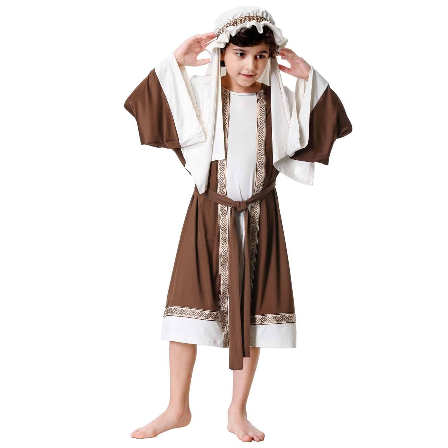 AGCOAH Joseph Costume for Kids,Saint Robe for Boys,Biblical Nativity Outfit,Sherherd Halloween Church Cosplay(47 INCH (5-6Y))