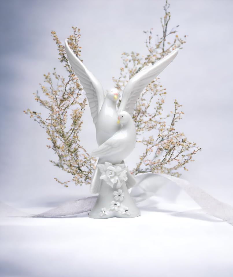 Atd 5.25 Inch Rose Flower With Dove Design Decorative Figurine
