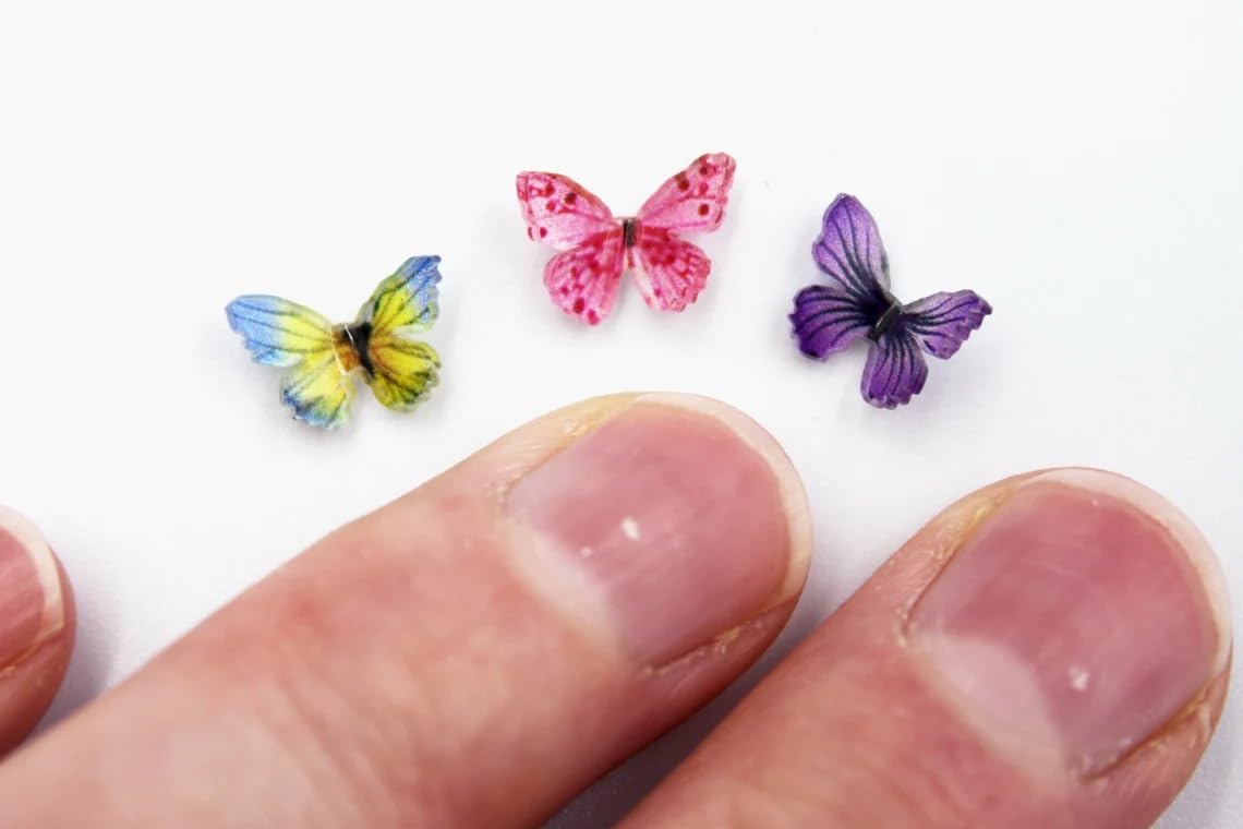 Micro Resin Butterflies, Dollhouse Miniature Tiny Butterflies, Terrarium Fairy Garden Dolls Toy, Mini Micro Landscaping Decorati