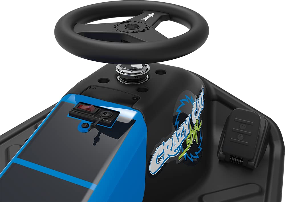 Razor Crazy Cart Shift Electric Go Kart for Kids 6+, 12V Drifting, High/Low Speed, Black/Blue, Max Weight 120 lbs