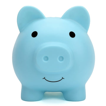 Cute Piggy Bank, Coin Bank For Boys And Girls, Children'S Plastic Shatterproof Money Bank,Children'S Toy Gift Savings Jar (Large Blue)