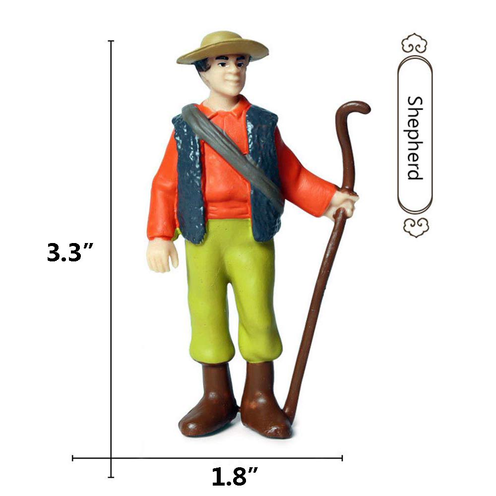 Keyum 5 Pcs Little Farmer Figurines, Hand Painted Realistic People Toys Playset For Kids & Toddlers