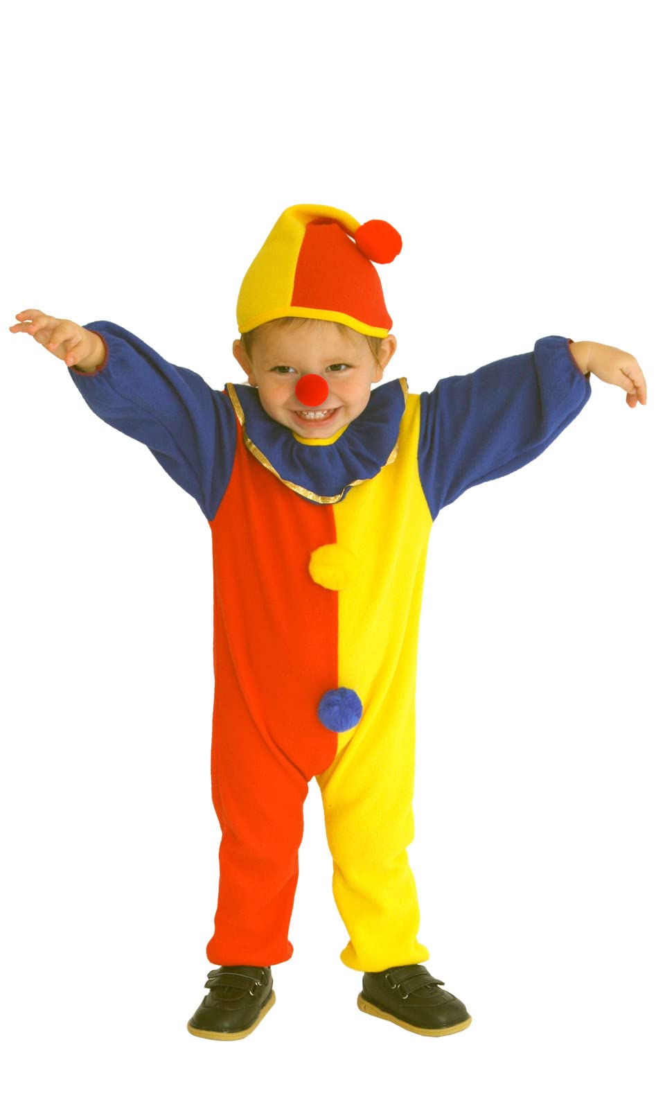 Jsiicennf Halloween Costume Kids Child'S Clown Costumes Jumpsuits Kids Dress Up With Clown Nose, Clown Hat (Small)