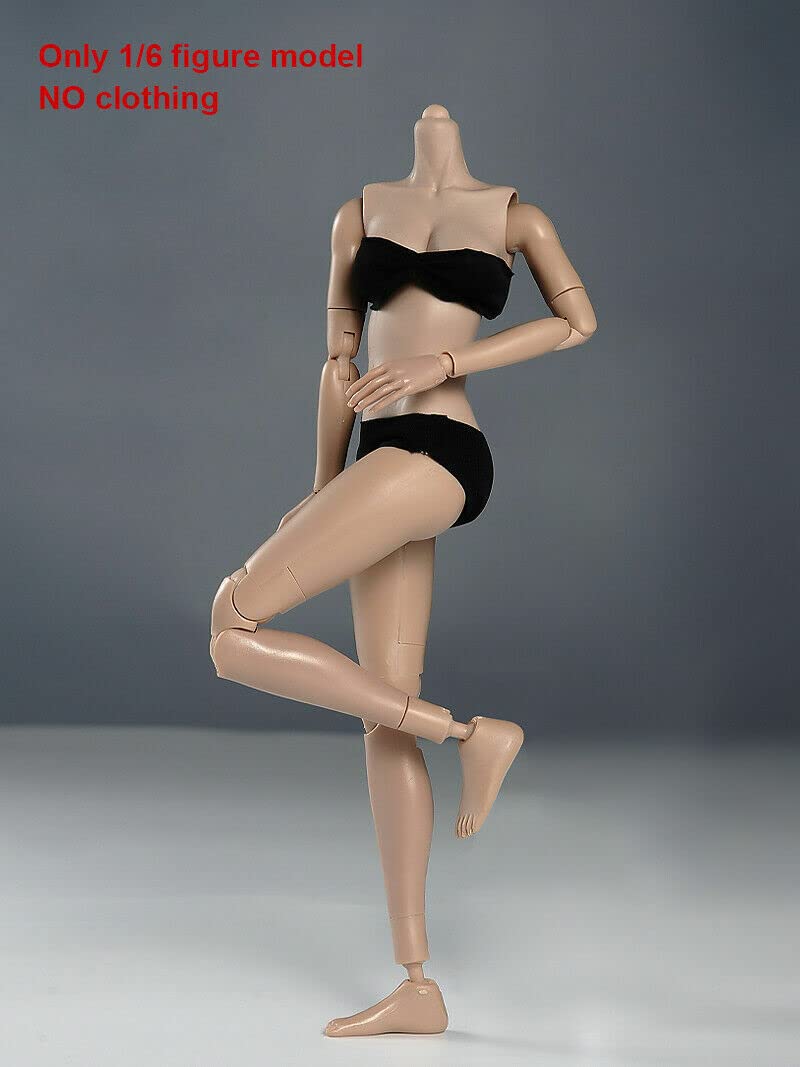 Roofworld 1/6 Scale Miniature Figure Body, 12Inch Pale Skin Super Flexible Joint Body Half-Pack Silicone Huge Bust Action Figure