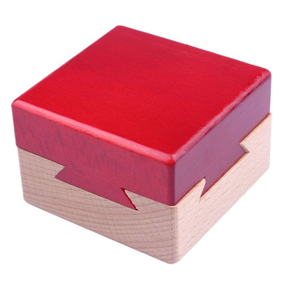 Himine Wooden Magic Mysterious Box Secret Opening Puzzle Box Gift Box (Red+Wood)