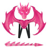 Kids Dinosaur Costume Dress Up Wings Dragon Tail Mask Set Halloween For Children Birthday Party Favors Gifts (Pink)