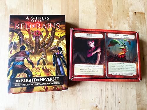 Plaid Hat Games Ashes Reborn: Red Rains The Blight Of Neverset Expansion Decks – Phoenixborn & Chimera Set For 1-2 Players, Ages 14+ – Requires Corpse Of Viros & Master Set